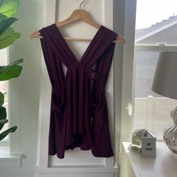 Free People Tops - Free People Flowy Ribbed Cinch tie tank top